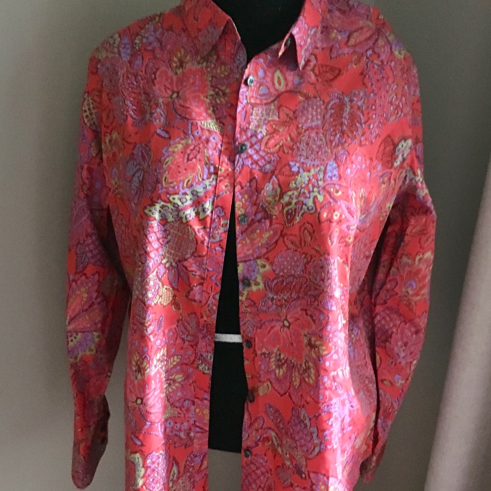 Lands End No Iron Vibrant Printed Blouse -size 18